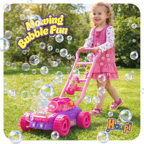 Hoopi Extreme Bubbles® Lawn Mower for Toddlers 1-3, Spill-Proof with Lights
