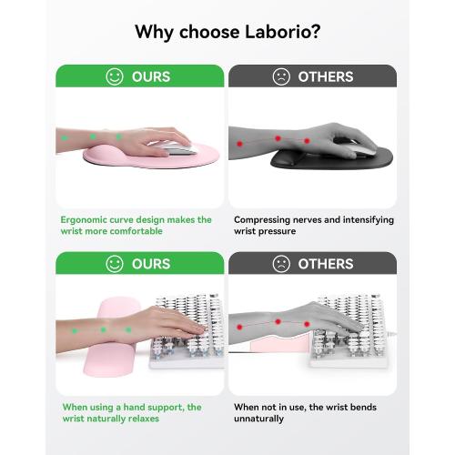Ergonomic Mouse Pad with Wrist Rest for Desktop(2 Pack, Light Pink)