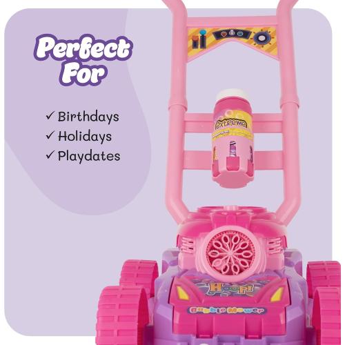 Hoopi Extreme Bubbles® Lawn Mower for Toddlers 1-3, Spill-Proof with Lights