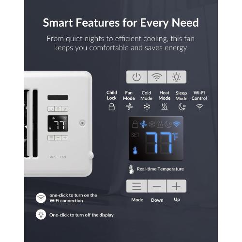 Howeall Super Quiet Register Booster Fan for 4 x 10 Register Holes, Smart Register Vent with Dual Intelligent Thermostat and WIFI App Control, Heating Cooling AC Vent Fan (White)