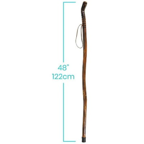 Vive Health Wooden Walking Stick Handcrafted Waterproof With Leather Wrist Strap for  Women, Men, Seniors