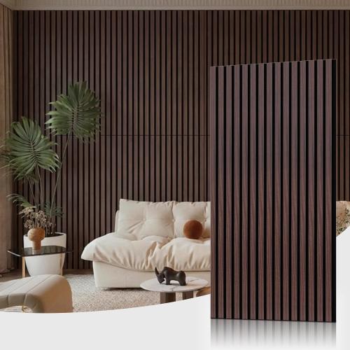 Wood Slat Acoustic Wall Panels, Walnut, 4 Pack, 47.2 x 23.6 in