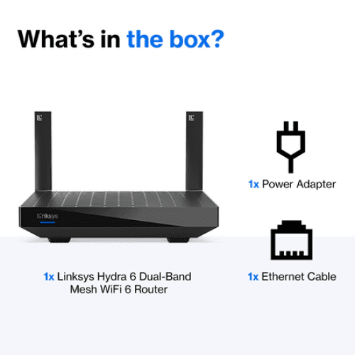 Linksys AX2200 Dual-Band Wi-Fi 6 Mesh Router, Up to 2.2 Gbps Speeds & 1,500 sq. ft. Coverage For Next-Level Connectivity