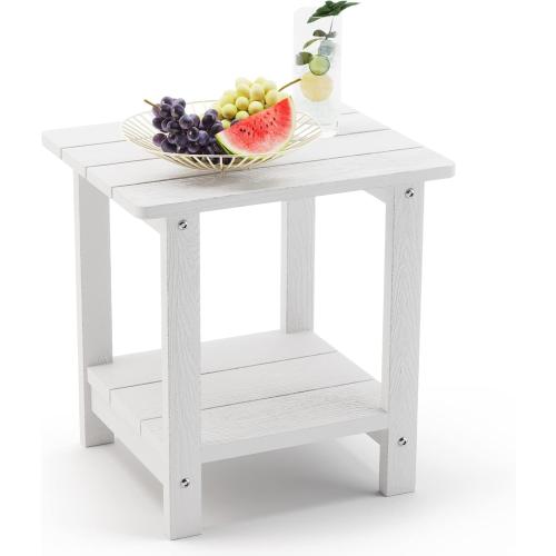 LUE BONA Outdoor side table, Small outdoor side table, White