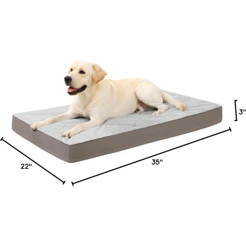KSIIA Orthopedic Dog Bed for Large Dogs with Waterproof Lining, Grey, 35x22
