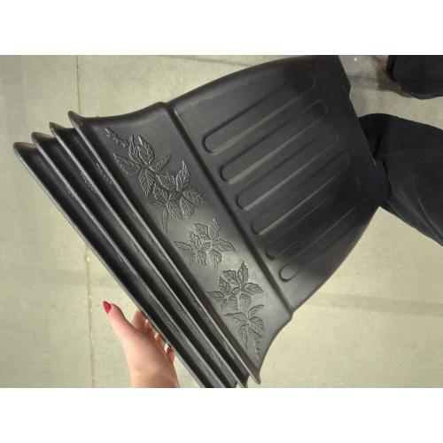 4-Pack 18 Inch Large Outdoor Planters, Embossed Leaf Pattern, Black