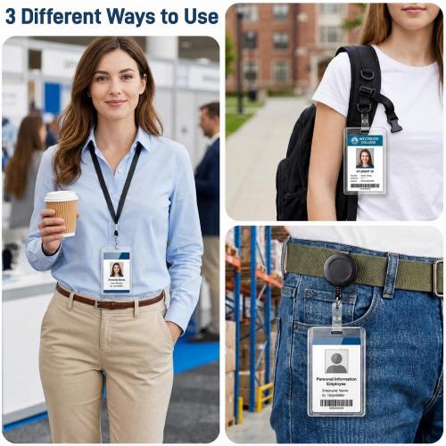 40 Pack Vertical 2-Card Badge Holder with Thumb Slots