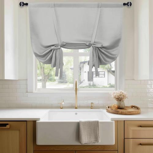 Hiasan Blackout Curtains-Tie Up Curtain, Sliver Grey, W34 X L45