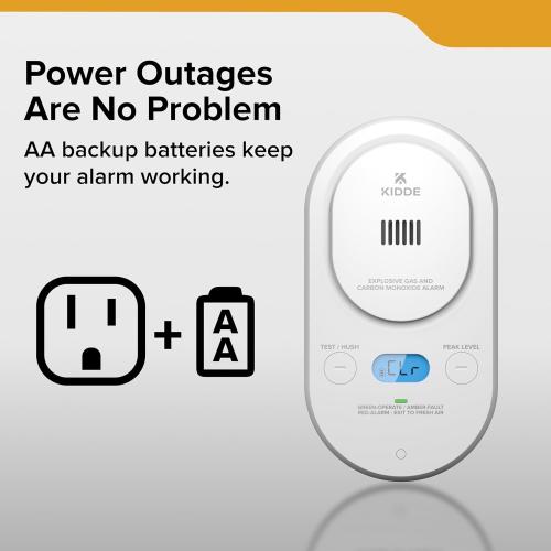 Kidde Carbon Monoxide & Explosive Gas Alarm, Plug-in & AA Battery, COPDLG