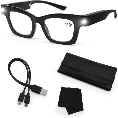 Magnifying Glasses with Light Rechargeable Reading Glasses Bright LED Readers with Lights for Close Work Reading