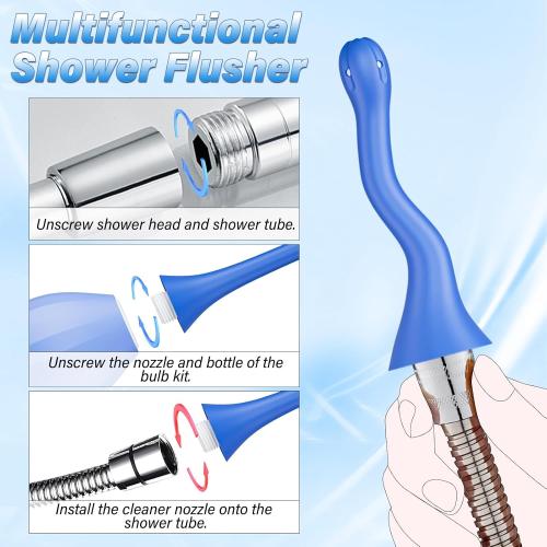 Enemas Anal Douches for Men Women - Anti Backflow Bendable Silicone Enema Bulb Kit Connectable with Shower Tube, Portable Travel Bidet Flusher Enema Douche Kit for Women Men Colon Cleanse with Lube