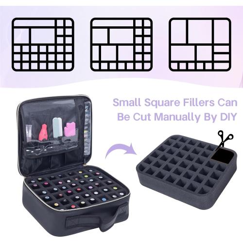 Nail Polish Organizer Holds 42 bottles(15ml-0.5fl.oz)，Nail Polish Carrying Case with Pad Multifunctional Cosmetic Travel Makeup Bag Black