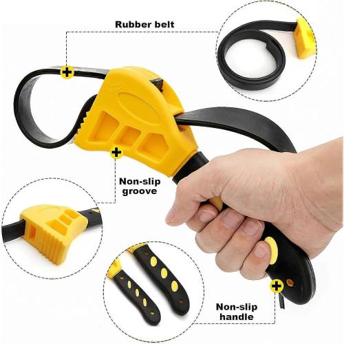 2-Pack Adjustable Rubber Strap Wrench Set – 25.20 & 20.48 Heavy-Duty Strap Wrench for Oil Filter, Jar Opener, Water Filter, Plumbing, Sink, Faucet – Non-Slip Multipurpose Wrench Tool