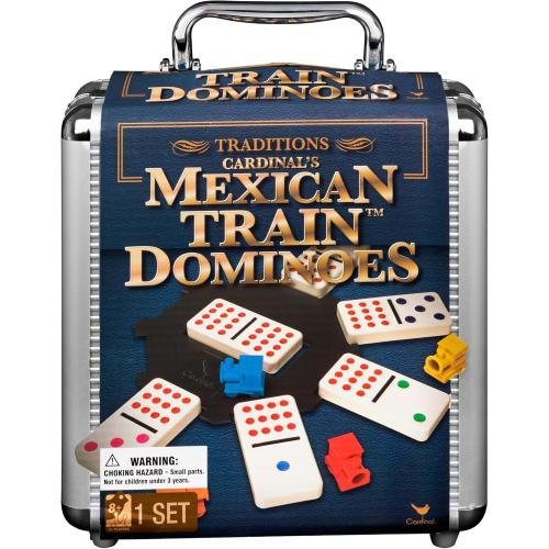 Spin Master Games Mexican Train Dominoes Set in Metal Case Classic Game