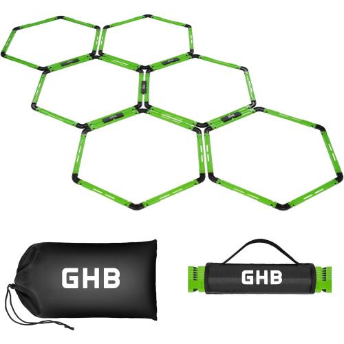 GHB Hex Agility Rings Speed Rings with Carrying Bag 6 Set Portable Hexagon Rings, Agility Ladder for Agility Footwork Training