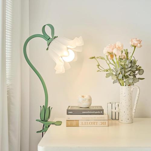 Flower Clip Table lamp, Country Style Study Desk lamp, Bedroom Bedside Clip Table lamp, Pink*** Flower-Decorated Night Light