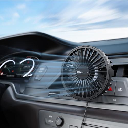 TriPole Car Fan USB Powered, 360°Rotation Portable Cooling Fan for Car Vent