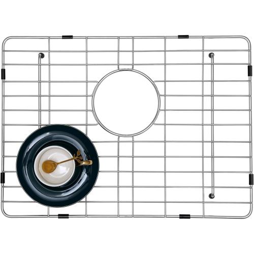 Stainless Kitchen Sink Protector - 22 x 15 with Rear Drain | S304 Sink Grids for Bottom of Kitchen Sink, Rear Drain for Single Bowl Workstation Sink with Corner Radius