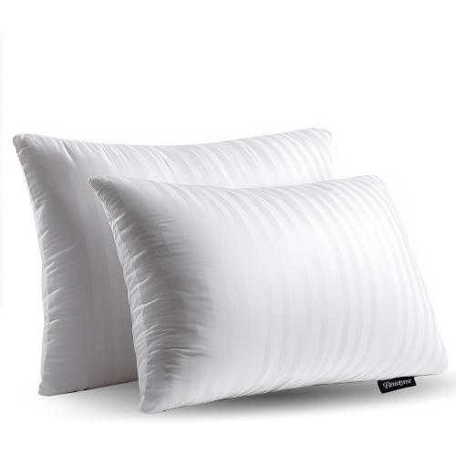 Beautyrest Luxury Goose Feathers Soft Pillows, 500 Thread Count Cover 20”x28”, Queen (Pack of 2), Supportive Fluffy Hotel Collection Bed Pillows for Side and Back Sleepers