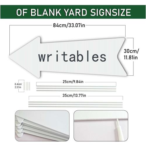 ‌Jumbo 6-Pack Blank Arrow Yard Signs with Stakes - 33x12 Oversized Wedding Directional Signs, Birthday Party Decorations, This Way Arrow Signs for Outdoor Events, Reusable Yard Markers