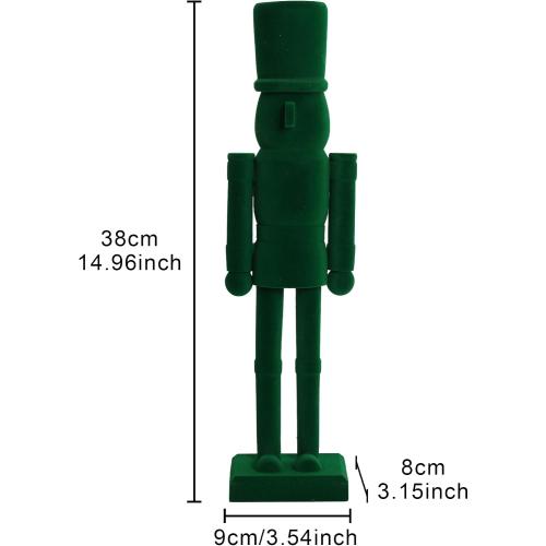 15 Inch Green Velvet Nutcracker Soldier Figurine - Luxury Wooden Christmas Mantel Decor – Emerald Holiday Centerpiece Statue (FLK-Green, 38cm)