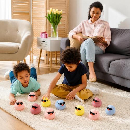 Sosation 36 Pcs Macaron Mini Rubber Ducks with Sunglass in Bulk 2.2, Solid