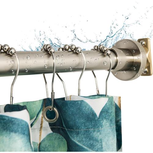 Heavy Duty Shower Rod, Adjustable Shower Curtain Rod, Expandable 47-84 Inch, Permanent Mount Shower Rod, Never Rust Stainless Steel For Window Curtain and Closet, Brushed Nickel