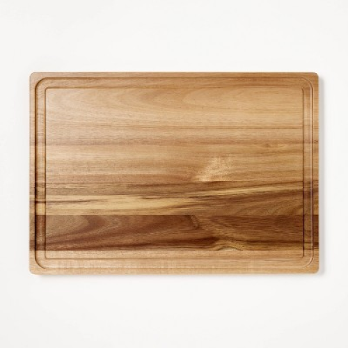 14x20 Acacia Wood Carving Board with Juice Groove Natural - Figmint™: Reversible Wooden Cutting Board, Charcuterie