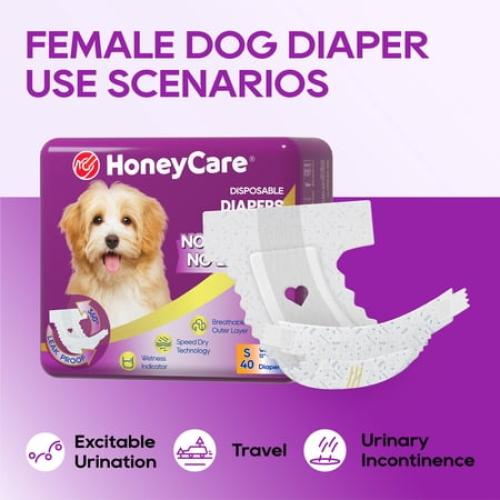 Honey Care All-Absorb A31 Disposable Female Dog Diapers Small Size, 40 Count, Super Absorbent