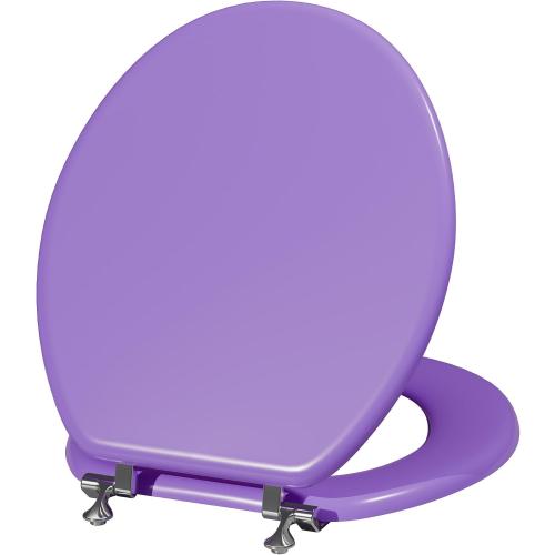 Angol Shiold Wood Toilet Seat, Zinc Alloy Hinges (Round, Purple)
