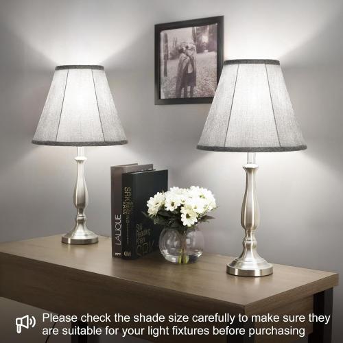 Bell Lamp Shades Set of 2, 6Top x 13Bottom x 10High, Gray Lamp Shade