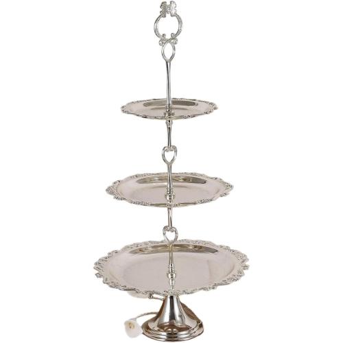 3-Tier Dessert Stand Elegant Tiered Serving Tray Well Polished Cupcake Stand Party Hosts, Parties , Silver , Three-tier