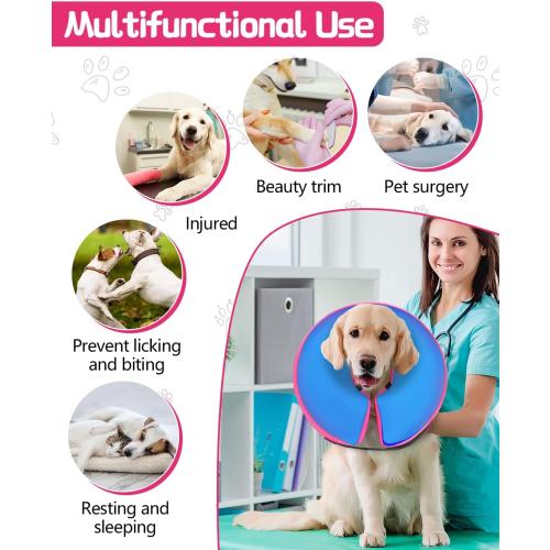 MIDOG Inflatable Dog Cone, Donut Recovery Collar After Surgery, Medium