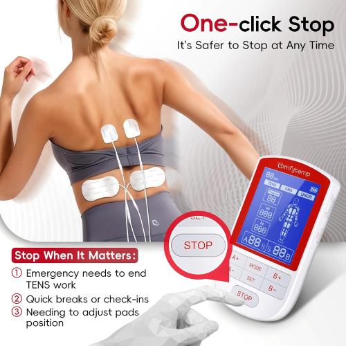 Comfytemp 3-in-1 TENS Unit with Large Back Pad, Pain Relief & EMS&User Mode