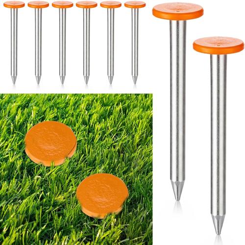 8 Pcs Property Markers, Heavy Duty Survey Stakes 6.6 Inch Low Profile Property Line Markers for Gardens, Courtyards, Lawns, Landscape Edges, Earthworks, Pavings