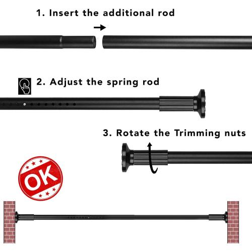 Umimile Tension Curtain Rod, 51-86” Spring Shower Curtain Rod | Closet Rod for Windows or Shower, Easy to Install, No Drilling, No Rust, for Bathroom, Rod Diameter 1.26 Inches, Black