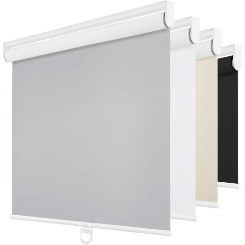 ChrisDowa Cordless Blackout Roller Shades for Windows, Thermal Insulated UV Protection Pull Down Shades, Total Blackout Window Blinds for Home, Office, Bedroom, Door (47 W x 72 H, Grey)