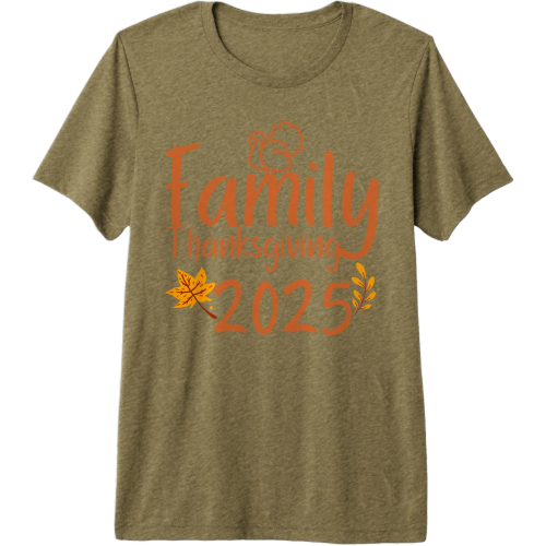 Women's Medium Family Thanksgiving Day 2025 Matching Thankful Autumn Fall Premium Tri-Blend T-Shirt
