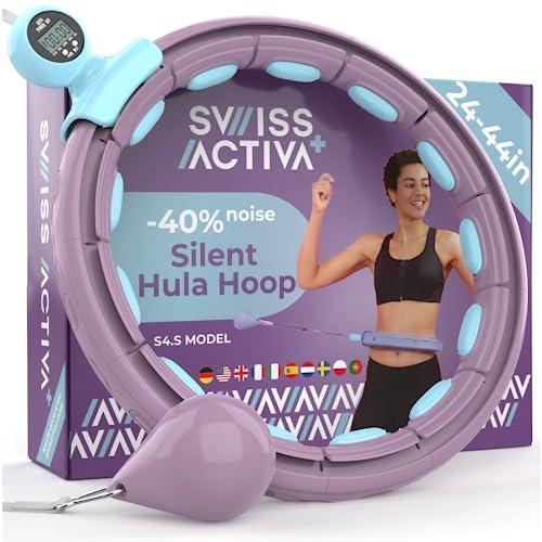 Size 22-44 Color purple Swiss Activa  S4.S Silent Weight Loss Hula Hoop with Counter -Waist Size 22-44in - Infinity Hoop- Smart Weighted Hula Hoop- Smart Hula Hoop- Weighted