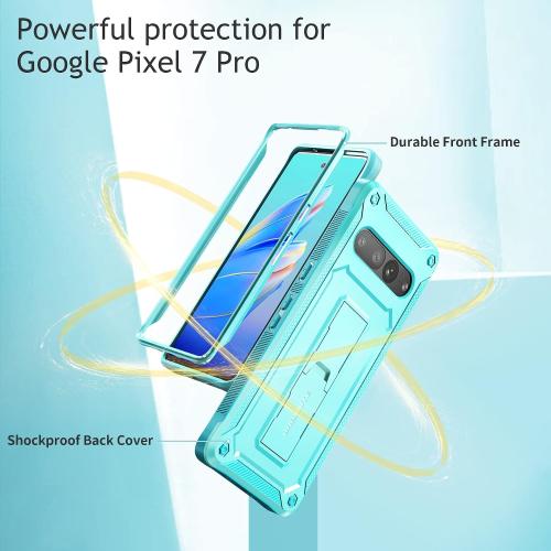 URBANITE for Google Pixel 7 Pro Case, Military Grade Rugged Shockproof Protective Cover with Kickstand (Sky Blue)