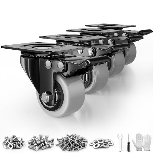 2 Inch Swivel Casters Set of 4 Heavy Duty Casters with Brake