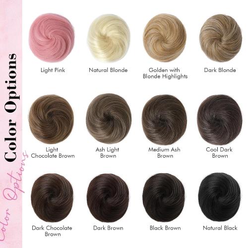 REECHO 2 PCS Mini Claw Clip in Messy & Cat Ears Hair Bun Extensions HB001 Wig Accessory Updo Hairpieces for Women (Pack of 2-3 Straight, Ash Light Brown)