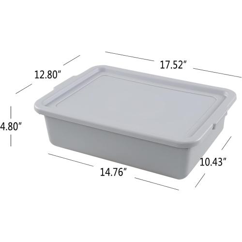Wekioger 3 Pack Bus Tubs Commercial, 13 L Meat Tubs with Lids, Silver Grey
