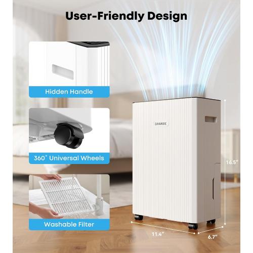 2500 Sq.Ft Dehumidifier for Basement, Max 32 Pints/Day