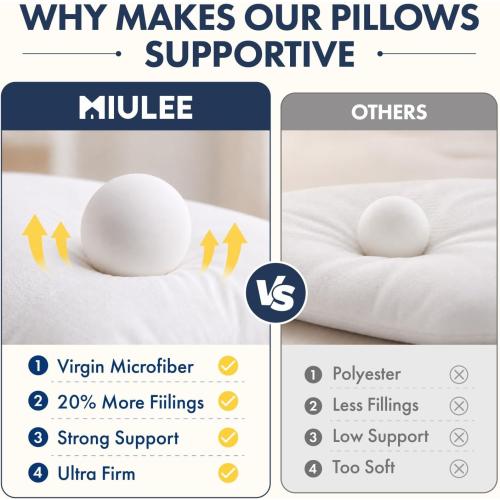 MIULEE Euro Pillow Inserts 2 Pack, Throw Pillows for Couch Bed