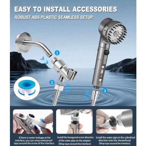 Ion Drops Filtered Shower Head with Handheld, High Pressure Water Flow Filter Showerhead for Hard Water Boosting with ON/OFF Switch and Rotatable Head (Silver gray)