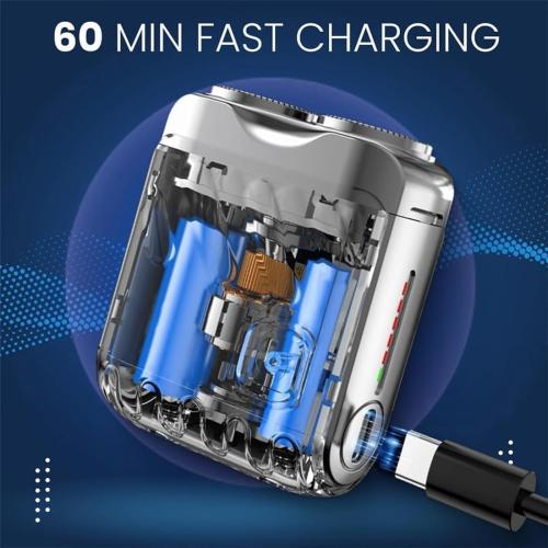 Mini Shaver with Magnetic Blades, Dual Head Rotary Electric Razor, USB Fast Charge Wet Dry Waterproof Travel Shaver for Men, Home Car Use