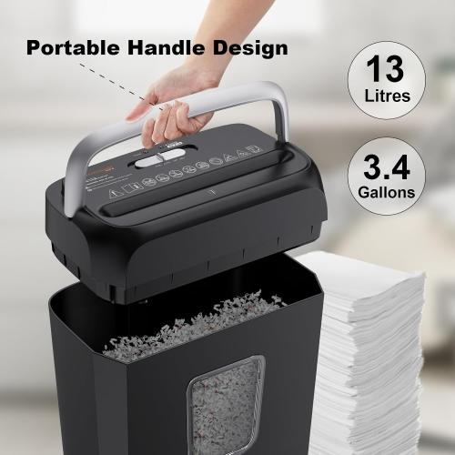 Bonsaii 6-Sheet Cross Cut Paper Shredder for Home, 3.4 Gal Bin
