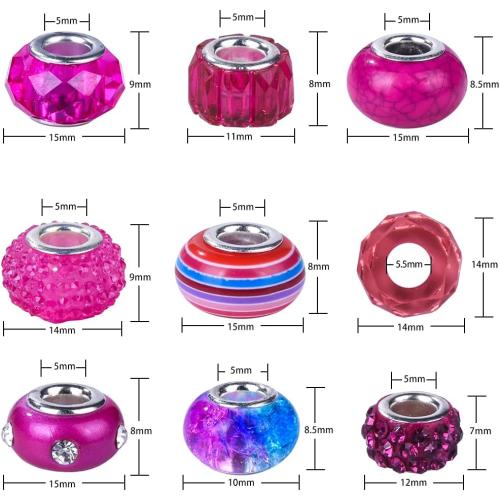 Aipridy 200 Pieces Assortment European Large Hole Beads Spacer Beads Rhinestone Craft Beads for DIY Charms Bracelet Jewelry Making (Rainbow)