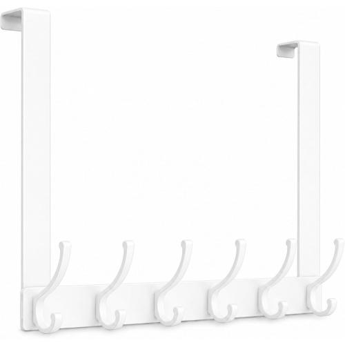Long Over The Door Hooks Hanger with 15.75 Arms for Easier Access by Shorter, Heavy Duty Door Hanger for Coat, F16U, Fits Standard 1 3/8'' Doors, Towel Racks for Bathroom, White